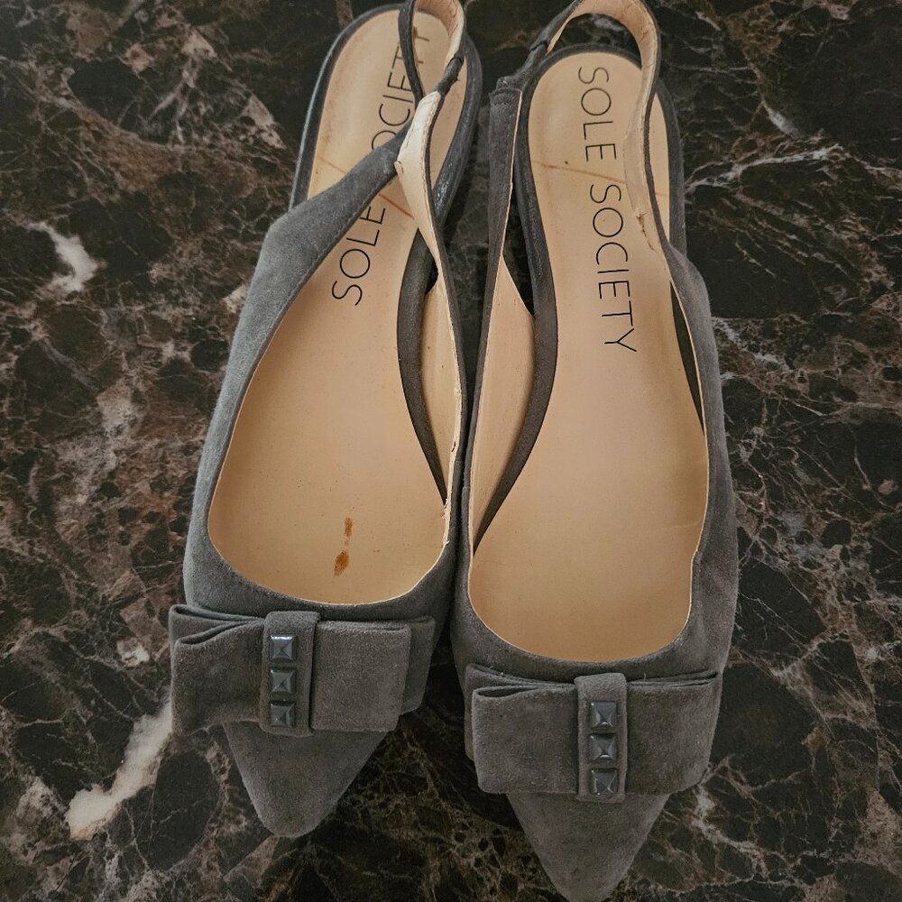 Sold Nine West Flat Velvet Grey Shoes